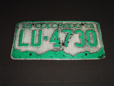 1971 Colorado License Plate Tag LU-4730