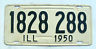 Nice 1950 ILL STATE Of  ILLINOIS License Plate Tag #1828 288 Expired Vintage Tag