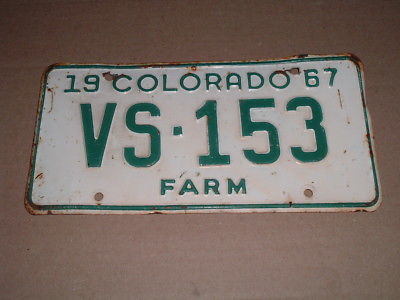 1967 Colorado License Plate Tag VS-153 Farm