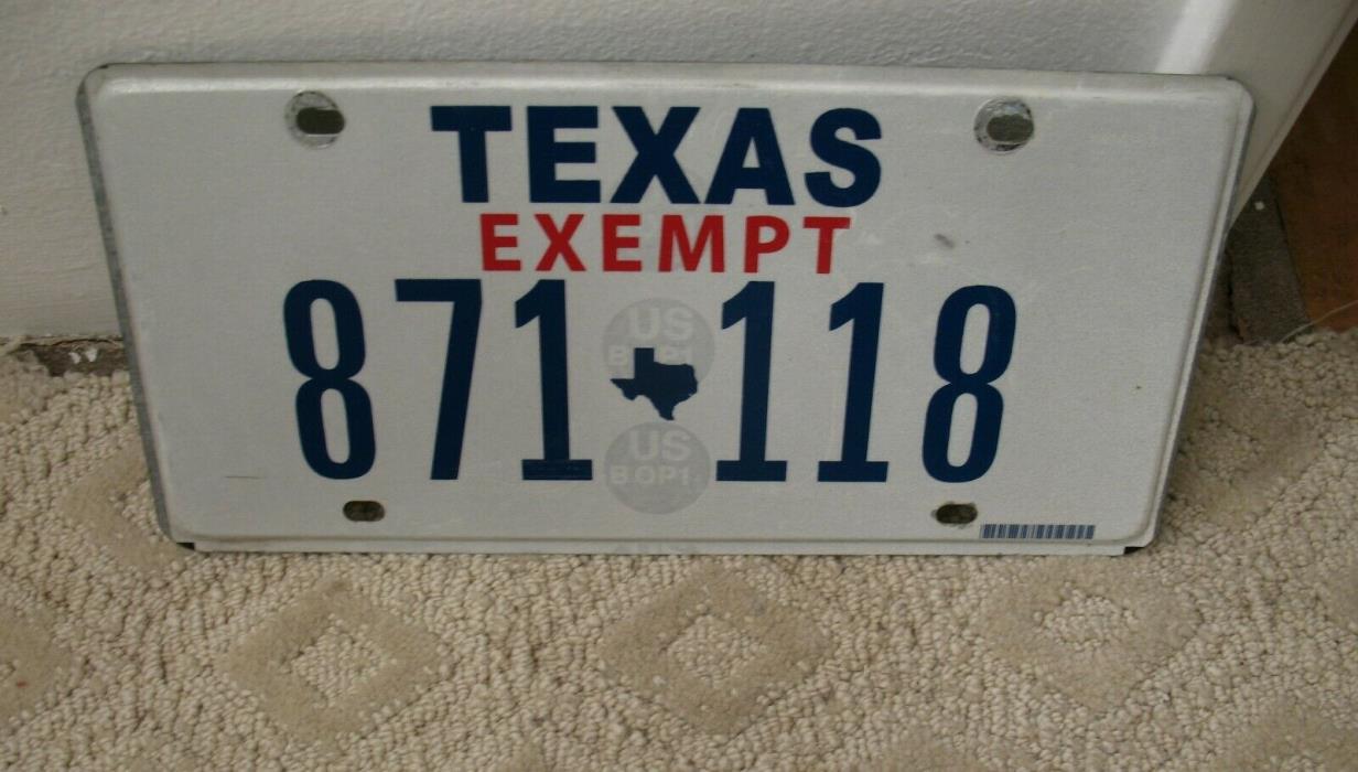 A11 - TEXAS EXEMPT LICENSE PLATE 871-118