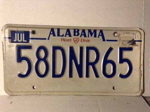 Vintage ALABAMA License plate 58DNR65 July Heart of Dixie Man Cave Decoration Ad
