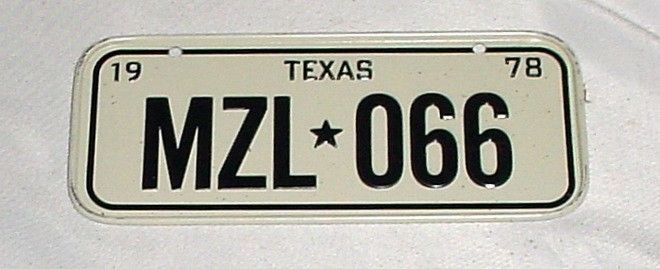 1978 Mini State LICENSE PLATE • TEXAS • Cereal Bicycle