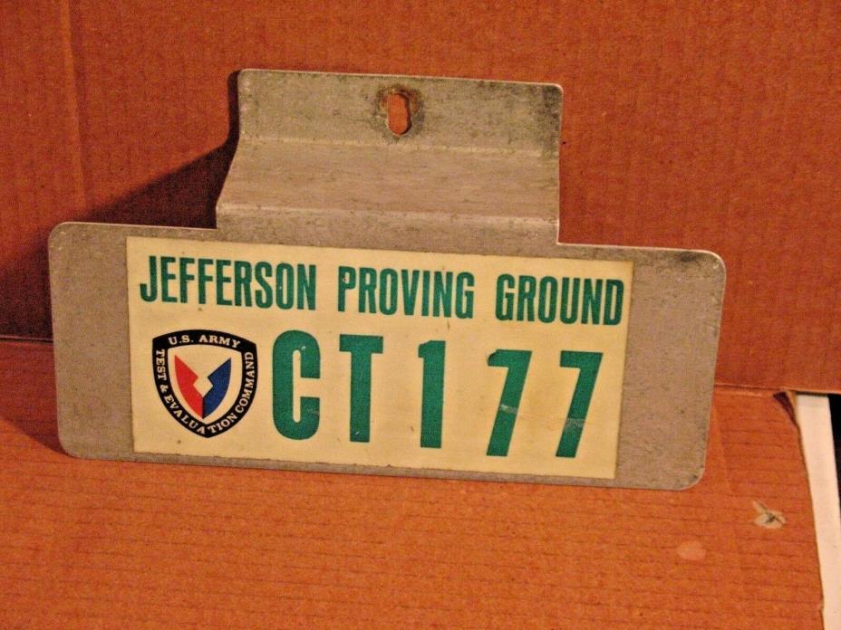Vintage  Jefferson Proving Ground Indiana License Plate  Topper