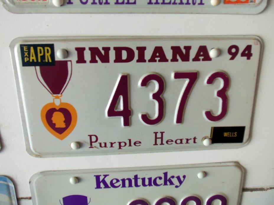 1994 Indiana Purple Heart  License Plate
