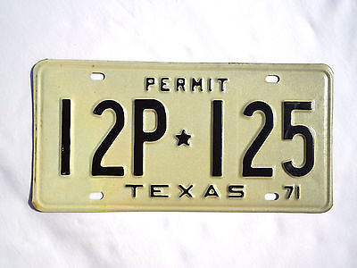 1971 TEXAS PERMIT License Plate vintage tag # IP2-I25 nice expired unused tag