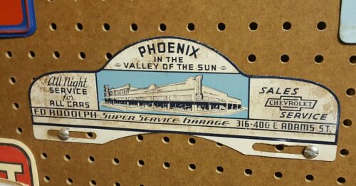 VTG Ed Rudolph Phoenix Arizona License plate Topper Chevrolet Super Service