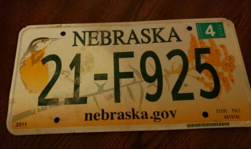 Nebraska license Plate 21 F925  BIN#A7