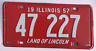 1957 State Of  ILLINOIS LAND OF LINCOLN License Plate Tag #47 227 Expired