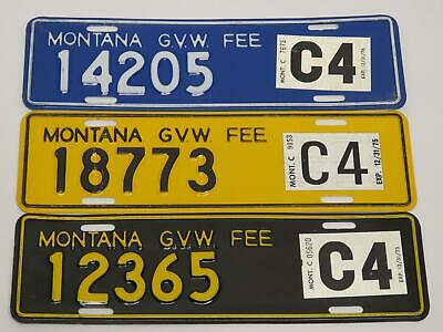 3 - Montana GVW Fee License Plates 1973, 1975, 1976, G.V.W.