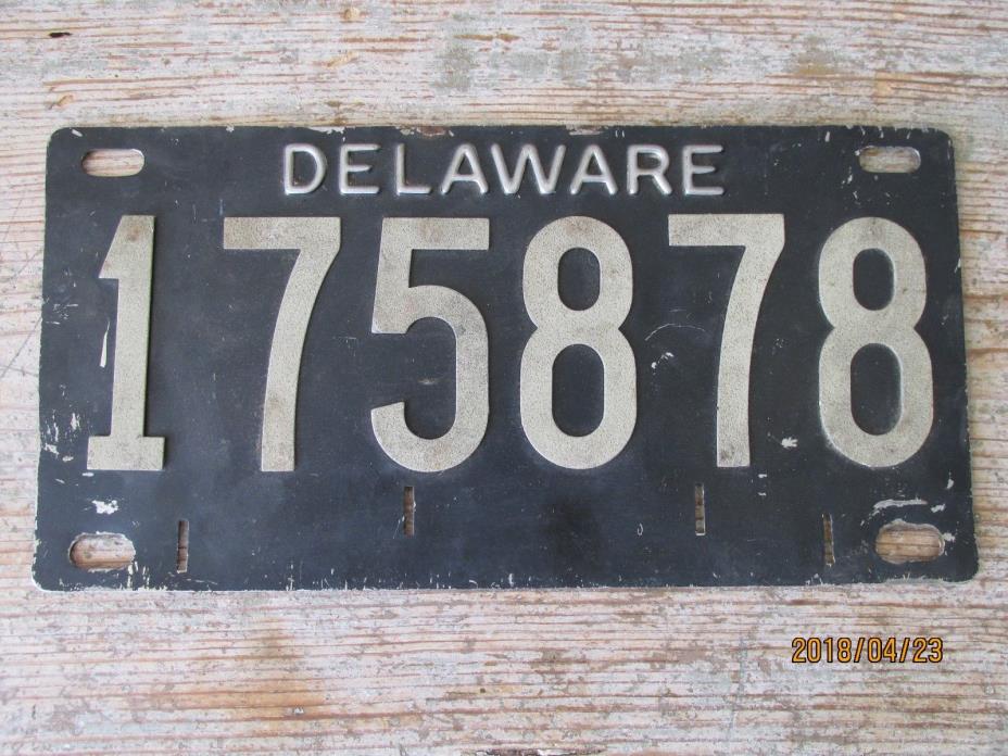 Delaware License Plate 1950s  {stainless steel}