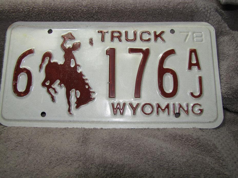 Vintage Wyoming 1976 Truck Single License Plate 6-176 AJ Collectible
