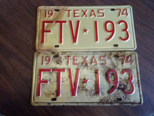 Texas 1974 License Plates Matching