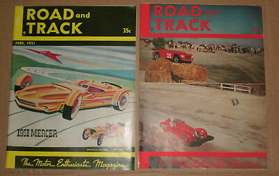 Two Vintage 1951 Road and Track Car Magazines June July 51 Indy Classic Car Mag