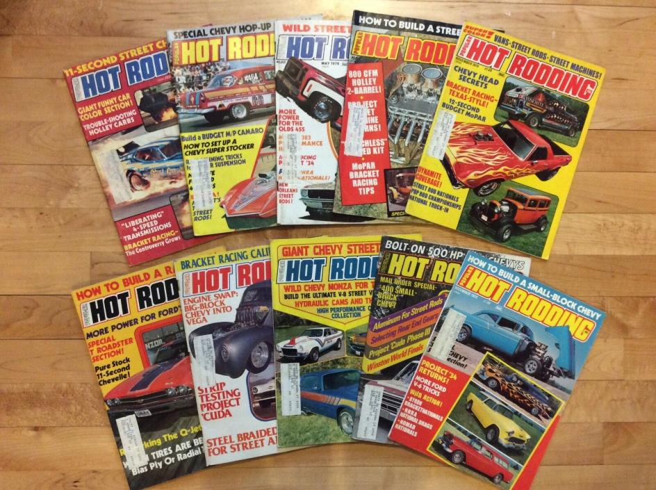 Vintage 1970s Popular Hot Rodding Magazine Lot Drag Racing pro street (IS-375)