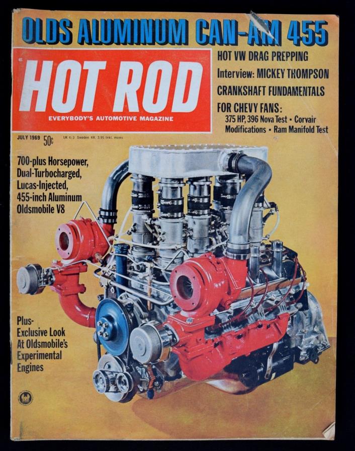 HOT ROD MAGAZINE - JULY 1969 - Olds Aluminum Can-Am 455