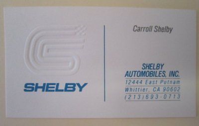 Carroll Shelby CEO Business Card Dodge GLHS CSX Dakota Lancer Daytona Charger RT