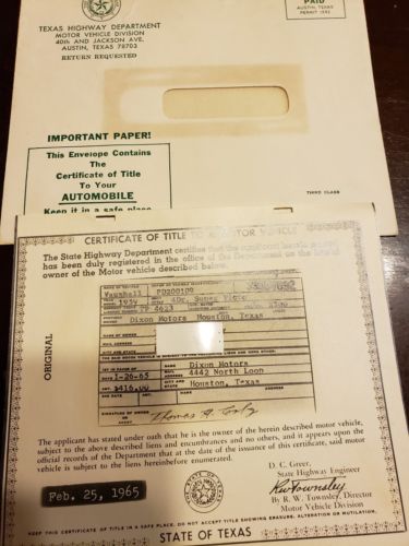 1959  4DR SUPER VICT?VEHICLE CERTIFICATE TITLE HISTORICAL DOCUMENT TEXAS
