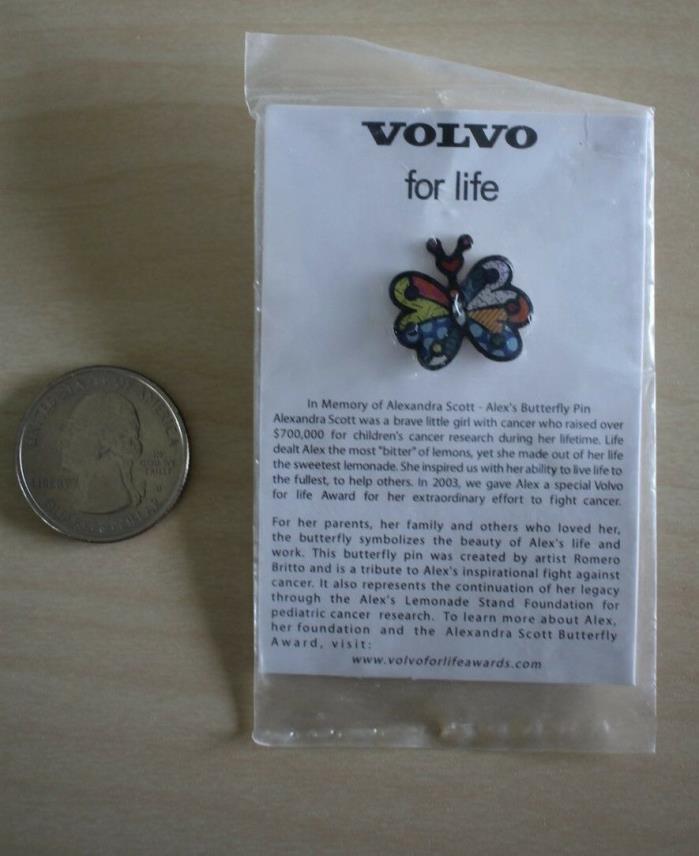 Volvo For Life Alex's Butterfly Cancer Research Pin Pinback #25732
