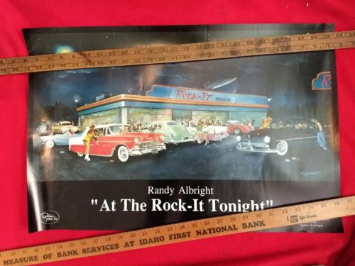 Vintage Hot Rod Drive-in Poster At The Rock-It Tonight Randy Albright 55 Chevy