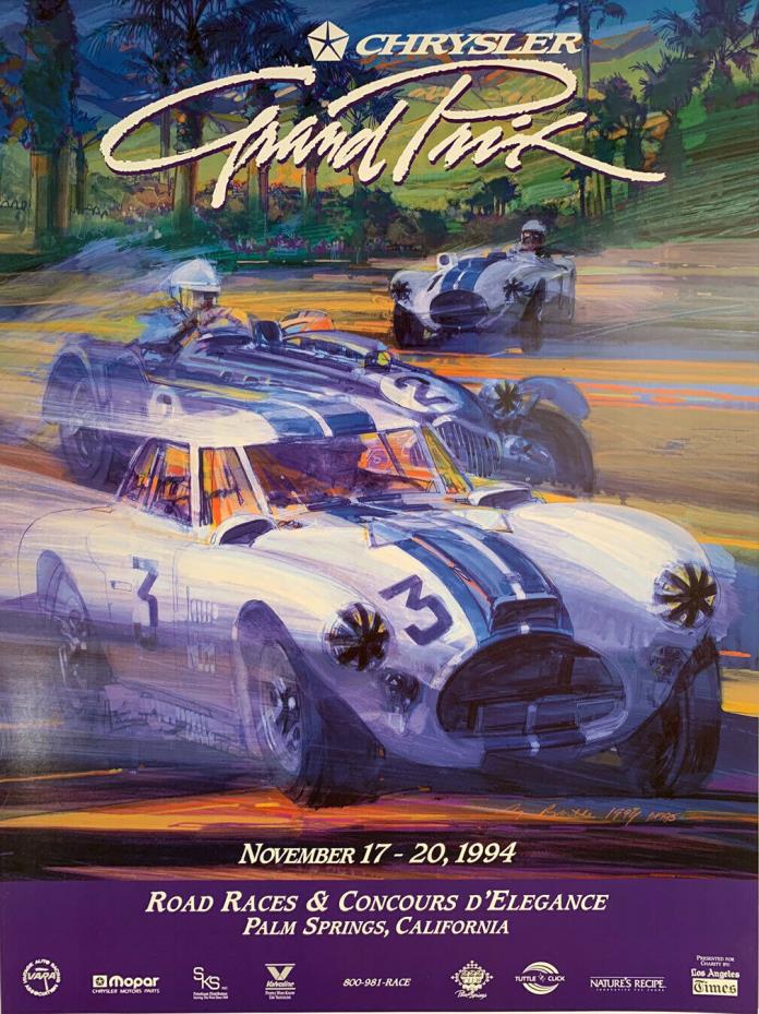Palm Springs Grand Prix Original Vintage Poster by George Bartell, Cobra, Shelby