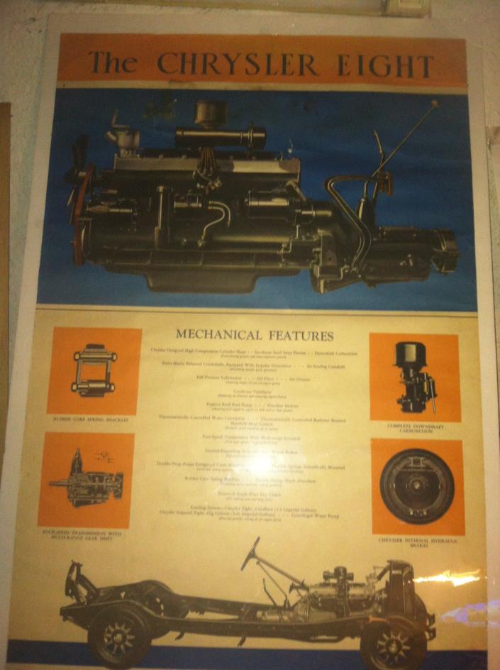 Chrysler Dealer Showroom Poster 1930 - 31 8 Cyl Mechanical Features Rare Gift