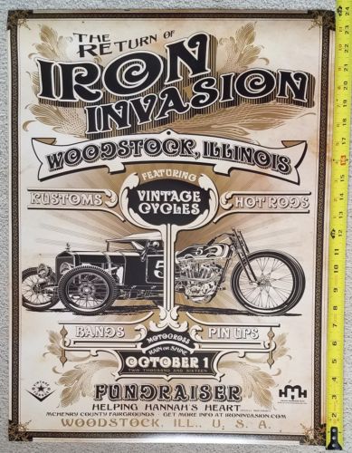 Iron Invasion hot rod poster Kustom Kulture Harley Davidson TROG style