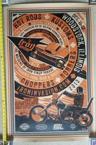 Iron Invasion hot rod big poster Kustom Kulture rat Fink chopper Harley Davidson