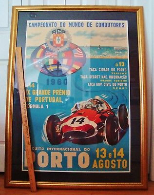 ORIGINAL 1960 PORTUGAL GRAND PRIX RACE POSTER Massive 36