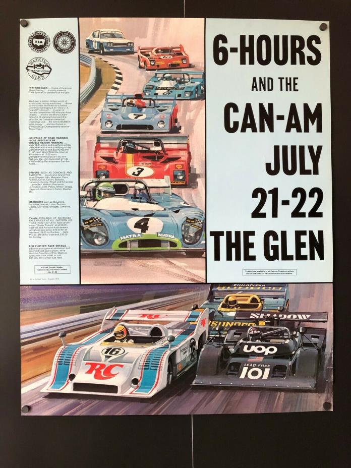 Watkins Glen 6 Hours & the Can-Am (July 21/22, 1973) -Original Poster 22 x 28 NM
