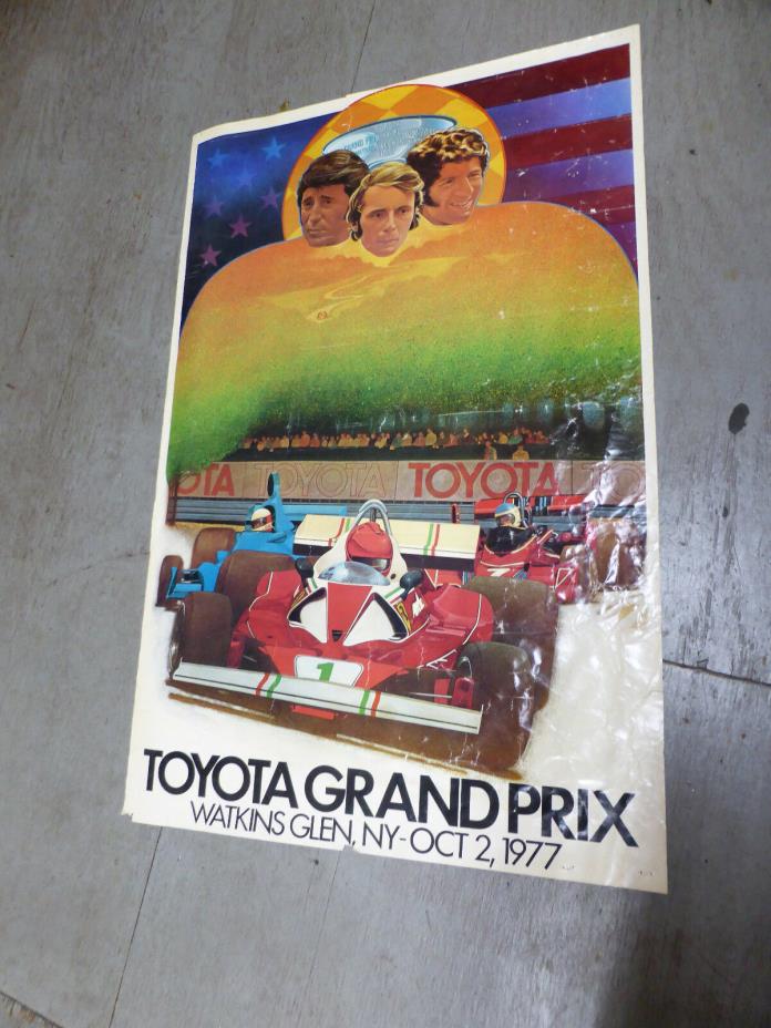 TOYOTA GRAND PRIX CAR RACING POSTER - 1977 ORIGINAL - WATKINS GLEN NY