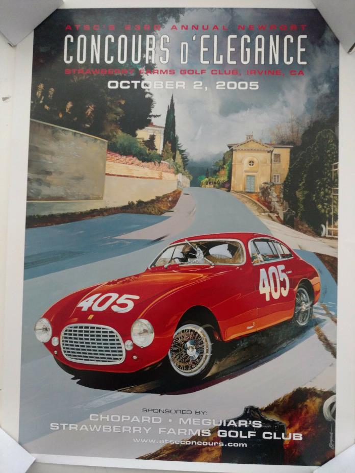Vintage Ferrari Poster 350 America Winner '51 Mille Miglia Bergandi Artist NART