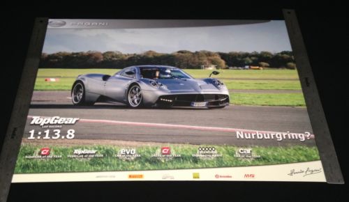 Rare PAGANI HUAYRA Top Gear Fastest NURBURGRING Lap Poster Supercar Hypercar