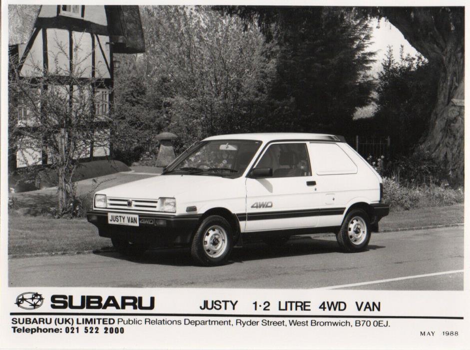 Subaru Justy 1.2 Litre 4WD Van Period Press Photograph - 1988