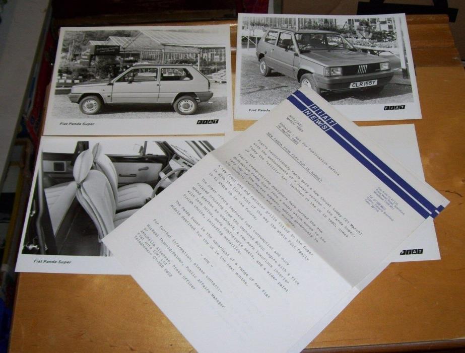 FIAT PANDA SUPER PRESS RELEASES + PRESS PHOTOGRAPHS (4) March 1983