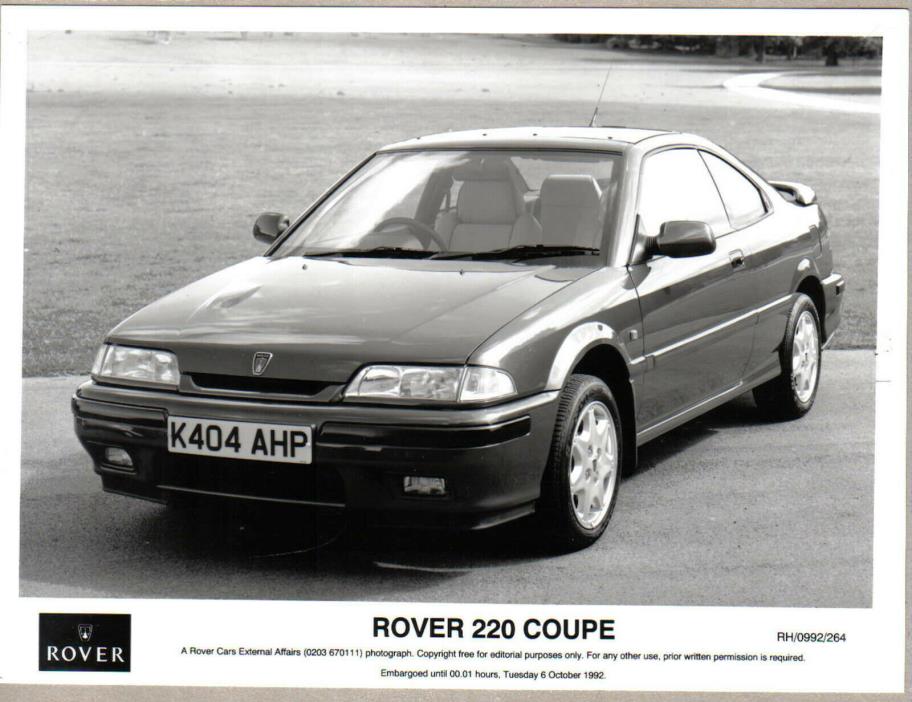 Rover 220 Coupe Original 1992 b&w Press Photograph Pub. No. RH/0992/264