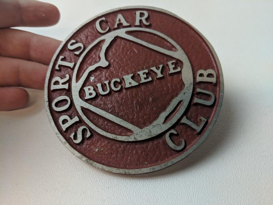 Vintage Car Club Plaque badge Buckeye Sports Car Club Ohio License plate topper!