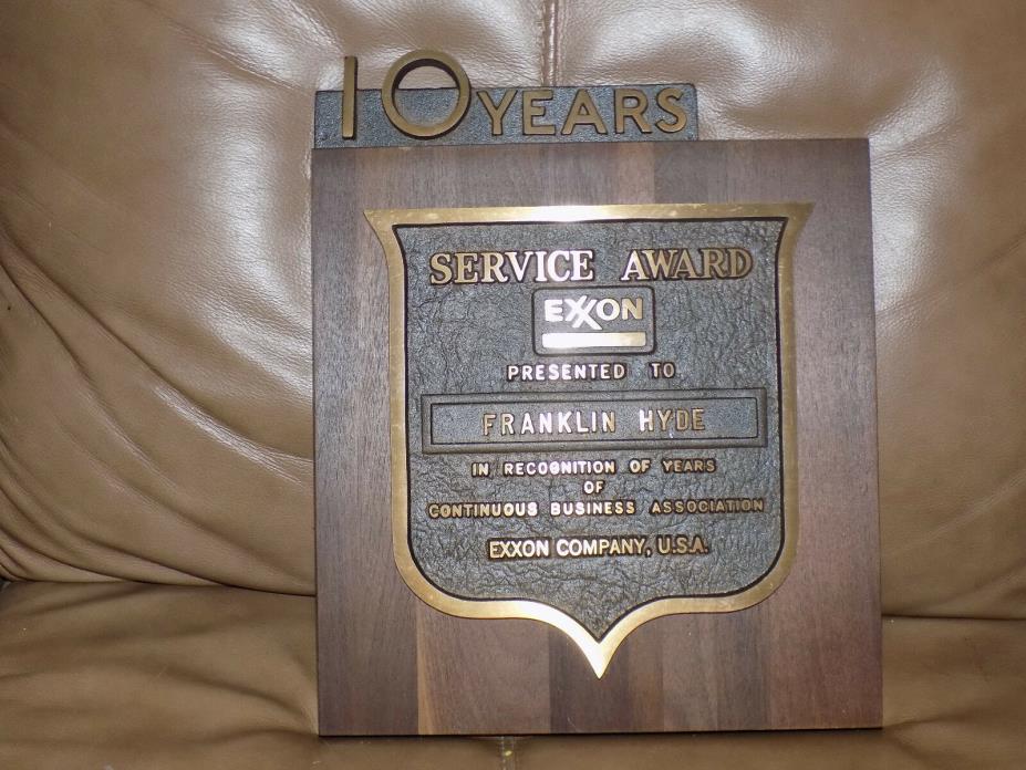 10 Year Exxon Service Award Plaque