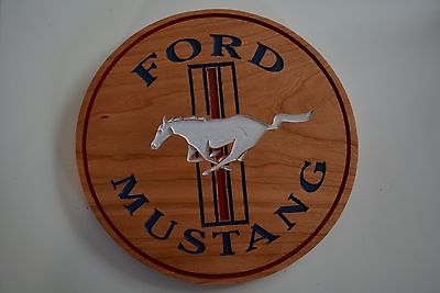 Ford Mustang Wood Sign Cherry Wood American Made Home Made