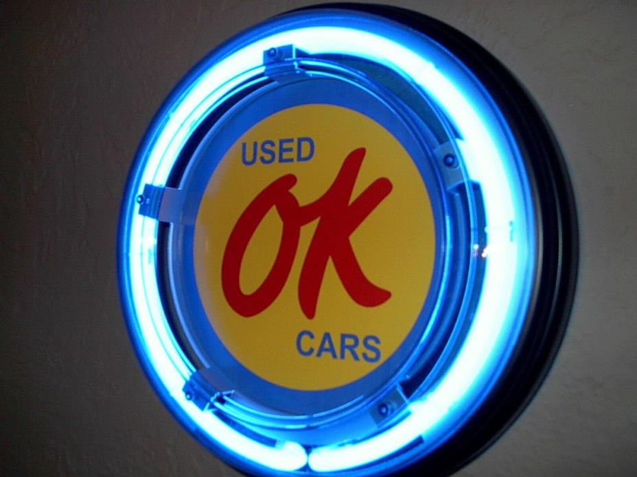 ***Chevy OK Used Car Motors Auto Garage Advertising Man Cave Blue Neon Wall Sign