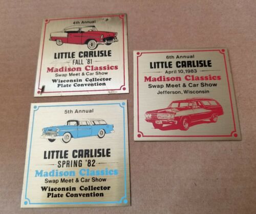 3 Dash Plaques 81' 82' 83' Carlisle Madison Classics Car Convention Swap Meet