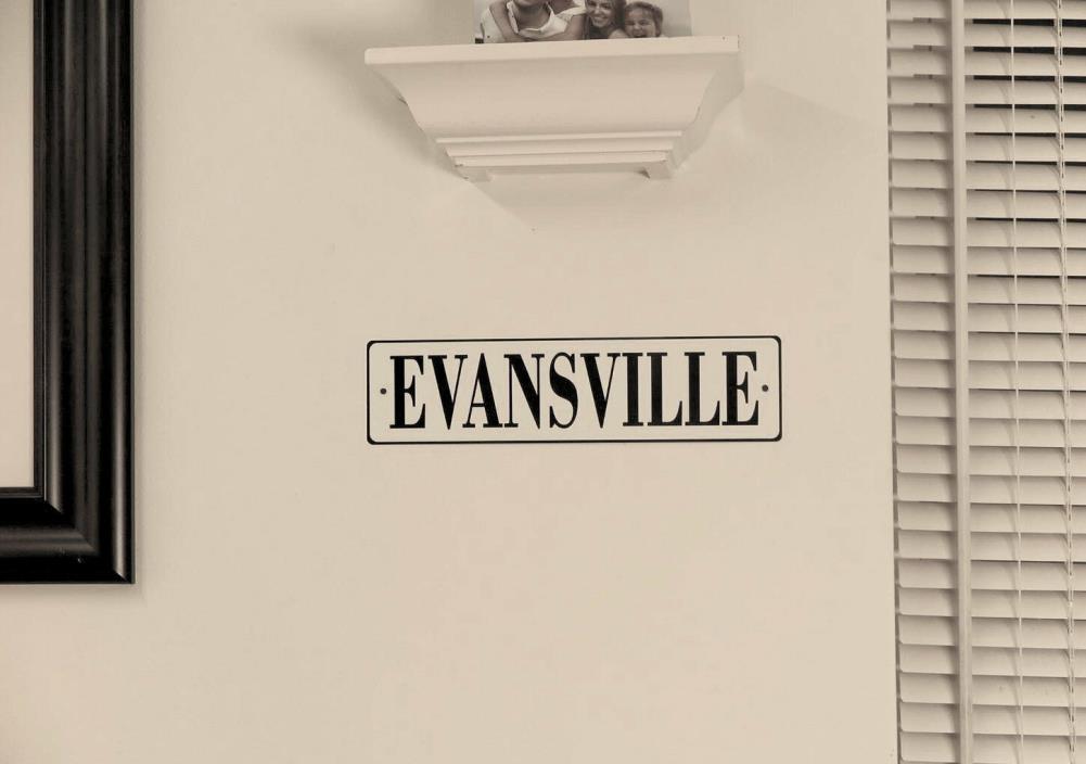 Evansville Metal Street Sign. 2 Holes for Mounting. 12