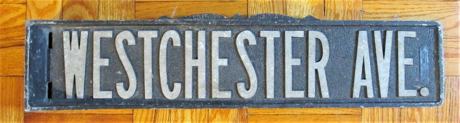 Vintage Port Chester New York Cast Aluminum Street Sign Westchester Avenue