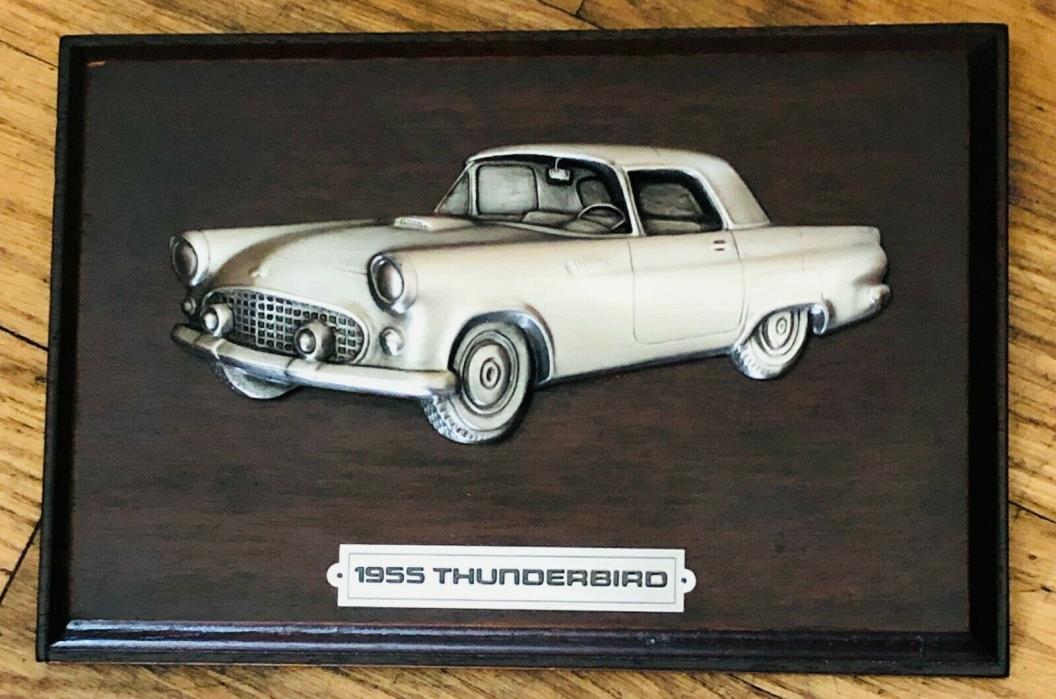 Avon Gallery Originals 1955 Thunderbird Pewter on Wood Wall Plaque, never used.