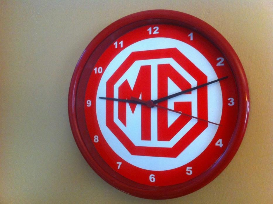 MG Morris Motors Auto Garage Man Cave Advertising Red Wall Clock Sign