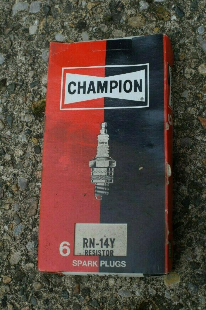 Vintage Champion Spark Plugs RN-14Y RESISTOR 6 Plugs New In Original Box NOS