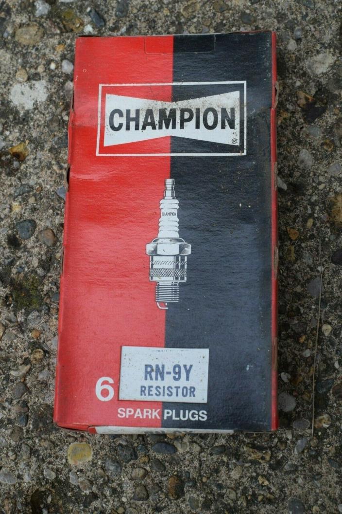Vintage Champion Spark Plugs RN-9Y 6 Plugs New In Original Box NOS