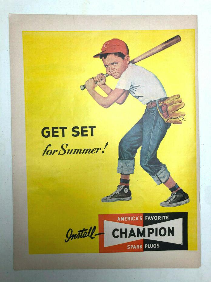 Vintage 1952 Champion Spark Plugs Print AD Art 