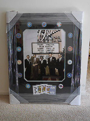 RAT PACK IN FRONT OF SANDS CASINO  28 X 34 in CANVAS FRAMED & MATTED PRINT - NEW