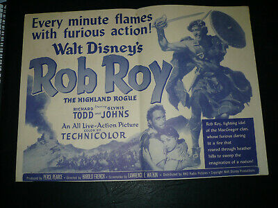 ROB ROY, orig folded Disney herald [Richard Todd, Glynis Johns]