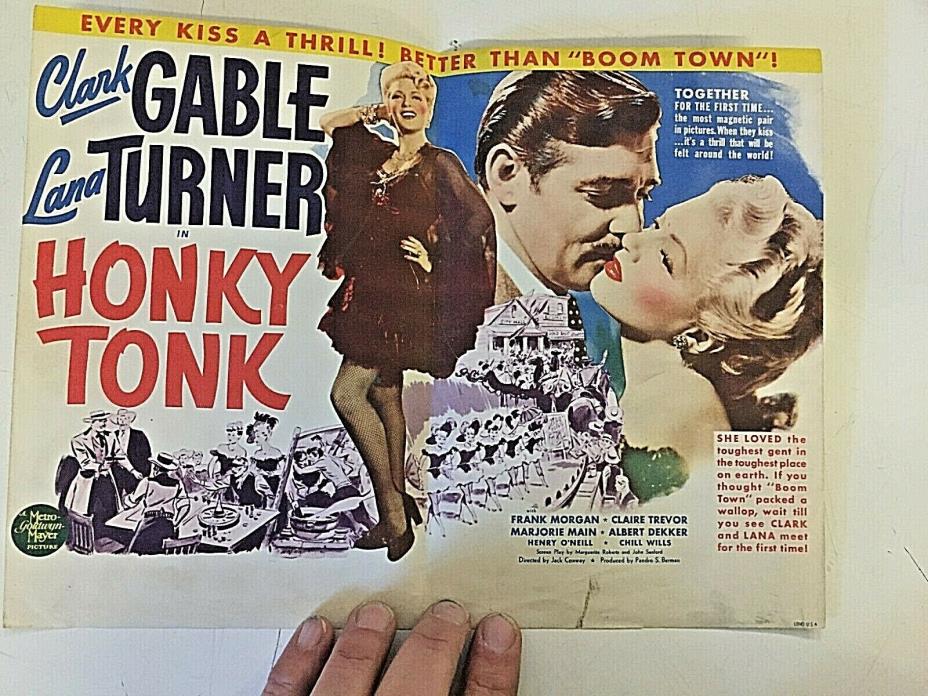 Vintage 1941 Movie Herald HONKY TONK Clark Gable Lana Turner MGM Western Thrill